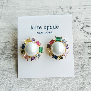Kate Spade Gold Pearl Multi Crystal Halo Stud Earrings - Candy Shop